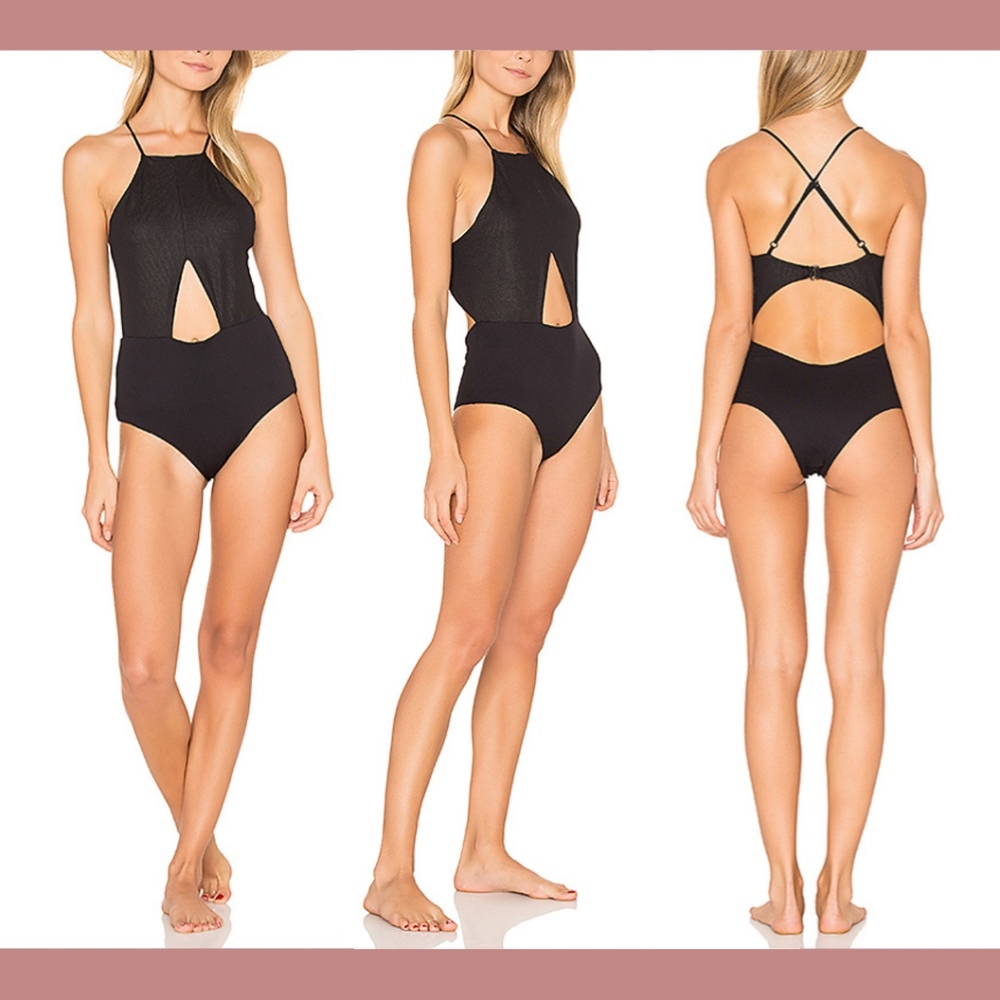 NWT $146 TAVIK Lela Pique‎ One-Piece Swimsuit in Black [SZ XS ]